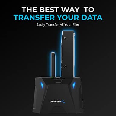 SABRENT USB 3.0 to SATA I/II/III Dual Bay External Hard Drive Docking Station for 2.5 or 3.5in HDD, SSD with Hard Drive Duplicator/Cloner Function [20+TB Support] (EC-HD2B) - Image 3
