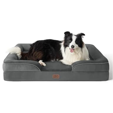 Bedsure Orthopedic Dog Beds Large Sized Dog - Washable Large Dog Cat Bed Waterproof, Comfort Dogs Couch Sofa with Washable Removable Cover, Pet Bed with Nonskid Bottom, Dark Grey, 35" - Image 1