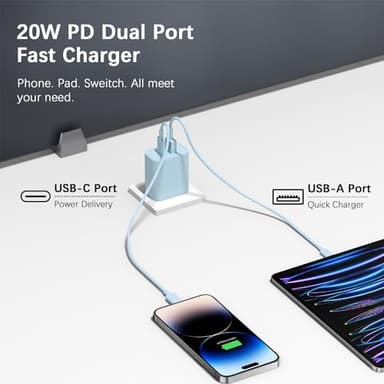 USB C Charger Block Charging Block Type C Charge 20W Wall Chargers 4 Pack for iPhone 16/16 Plus/16 Pro/16 Pro Max/iPhone 15/15 Pro/15 Pro Max/14/13/12 Pro/Samsung//Android(Blue) - Image 7