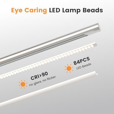 ALFELE Metal Desk Lamp for Home Office - Foldable LED Table Lamp for Reading, 4 Color & 6 Brightness, 15W Dimmable Desk Light with Flexible Arm, Eye-Caring Desktop Lamp for College Dorm, Silver - Image 5