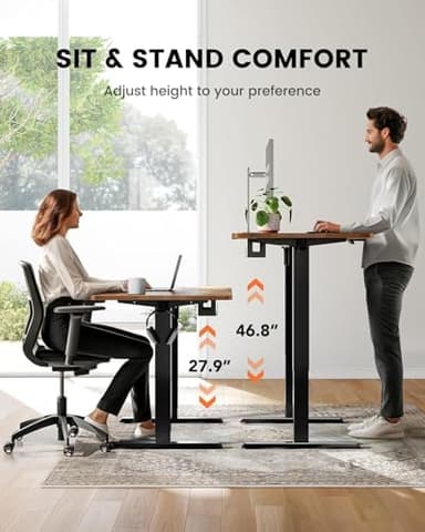 ErGear Whole Piece Standing Desk with 59x24 inch Desktop, Adjustable Stand Up Desk for Home Office, Electric Computer Desk Workstation with Cable Management Tray, Vintage Brown, EGESD67V - Image 8