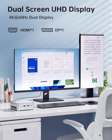 KAMRUI Essenx E2 Mini PC 11 Pro, 12th Gen Alder Lake N97(up to 3.6GHz) Micro PC (Beat N150/N100/N95), 16GB RAM 512GB M.2 SSD, Desktop Computers 4K Dual Display/USB3.2/WiFi/BT/LAN Small Computer - Image 8