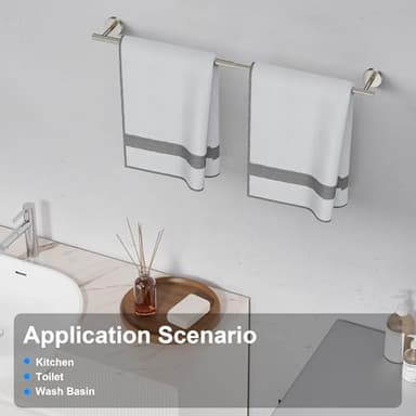 Round Bathroom Towel Bar, Stainless Steel Towel Holder Towel Rack for Bathroom Wall Mounted Towel Rod Heavy Duty Hand Towel Holder Organizer Modern Home Decor,Nickel - Image 3