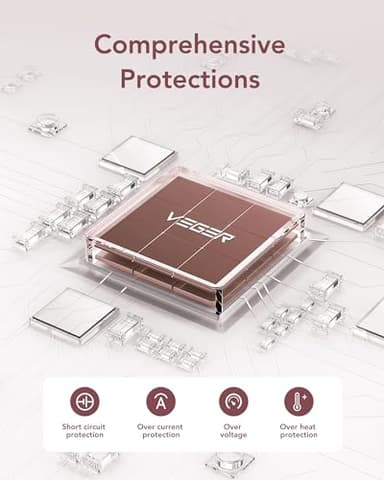 VEGER Portable Charger with Built-in AC Plug and Cables, All in One 10000mAh Ultra-Slim Power Bank, 15W Fast Charging for iPhone, Samsung, Android, Travel Essential (Crepe) - Image 9