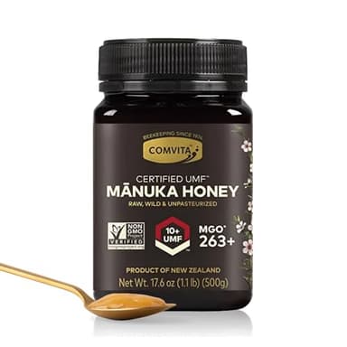 Comvita Manuka Honey UMF 10+ (MGO 263+) - Raw Manuka Honey New Zealand, Pure & Unpasteurized, Superfood for Immune Health, Use in Tea, Wild, Monofloral, Non-GMO - 500g (17.6 oz) - Image 1