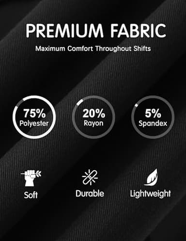 fitglam Women's Scrub Pants with 6 Pockets, Medical Slim Fit Cargo Joggers for Women, S-3XL Black - Image 4