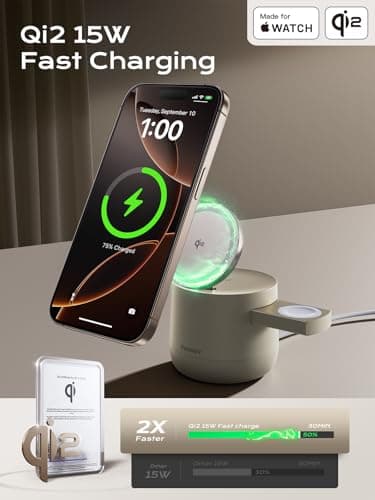 MFI Certified by Apple, 4 in 1 Magsafe Wireless Charging Station, Qi2 15W Magsafe Charger for iPhone 17/16/15/14/13/12 Series, iWatch, Airpods, iPad, 65W Charger Included - Image 4