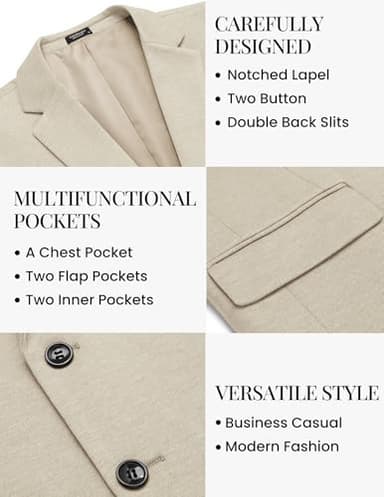 COOFANDY Men’s Sport Jacket Regular Fit Travel Blazer Wrinkle Free Stretch Suit Coat Black, XL - Image 5