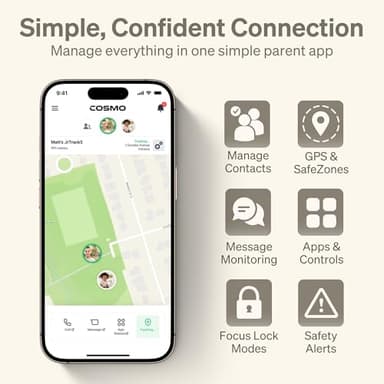 JrTrack 5 Kids Smart Watch by Cosmo | Best Kid-Safe Phone Watch | Precision Real-Time GPS Tracking | Call, Text, Activity, School Settings | Spotify Music | Parental Controls | SOS & Safety Alerts - Image 4