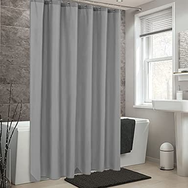 ALYVIA SPRING Waterproof Fabric Shower Curtain Liner - Soft & Light-Weight Cloth Shower Liner with Magnets, Hotel Quality & Machine Washable - Standard Size 72x72, Gray - Image 6