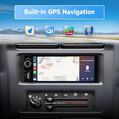 Pyniro Single Din Car Stereo, 6.36 Inch CarPlay & Android Auto HD IPS Touchscreen Radio with Bluetooth with Backup Camera, Support USB Type-C Charging/USB/Mirror Link/Microphone/FM/EQ - Image 4