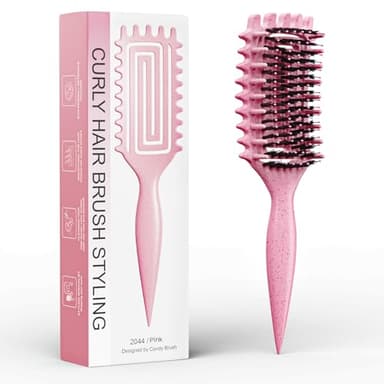 Curl Defining Brush, Curly Hair Brush Defining with Side Gear for Combing, Shaping, and Styling Curly Hair, Lightweight Candy Brush Suitable for All Wet or Dry Hair Types for Women and Men (Pink) - Image 1
