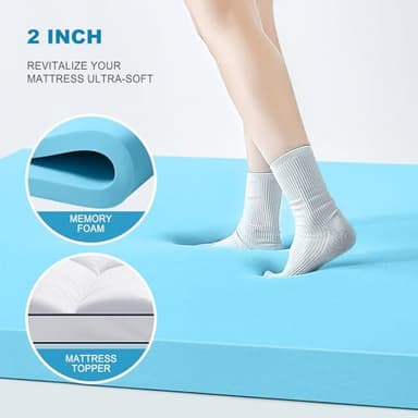 MASVIS King Size Dual Layer 4 Inch Memory Foam Mattress Topper, 2 Inch Gel Memory Foam and 2 Inch Cooling Pillow Top Mattress Pad Cover for Back Pain, Medium Support - Image 4