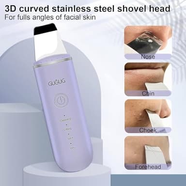 GUGUG Skin Scrubber Face Spatula Skin Spatula Pore Cleaner Blackhead Remover Tools for Facial Deep Cleansing-4 Modes, Purple - Image 4