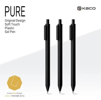 Kaco PURE Gel Pens 0.5mm Fine Point Black Ink 10 Count, Quick Dry Smooth Writing, Aesthetic Office Supplies Refillable Retractable - Image 2