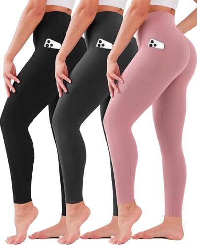 3 Pack Leggings for Women High Waisted No See-Through Tummy Control Soft Yoga Pants Womens Workout Athletic Running Leggings - Image 1