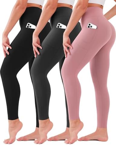 3 Pack Leggings for Women High Waisted No See-Through Tummy Control Soft Yoga Pants Womens Workout Athletic Running Leggings - Image 1