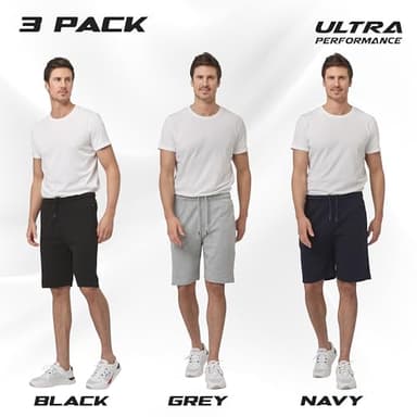 Ultra Performance 3 Pack Mens Shorts Casual Men's Athletic Short Workout Gym Shorts for Men with Zipper Pockets, Small - 5X - Image 2