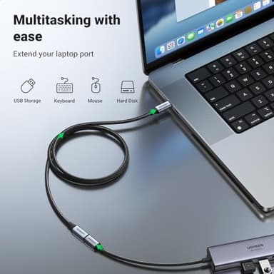 UGREEN USB C Extension 10Gbps USB 3.2, USB-C Extension Cable 100W/4K 60Hz Compatible with iPhone 16/15, M3 MacBook Pro/Air, iPad Air 2024, Galaxy S24 Ultra Switch Consoles etc. (Grey, 1 m) - Image 5