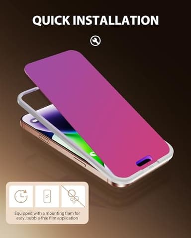 PDDKISS Compatible for iPhone 17 Pro Max Privacy Screen Protector 6.9 Inch, Pink Gradient Anti Spy Anti Blue Light HD Tempered Glass Easy Installation - Image 8