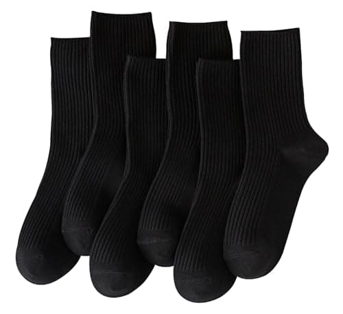 ACCFOD 9-11 Black Crew Socks for Women Soft Thin Athletic Cotton Socks for Women Girls - Image 1