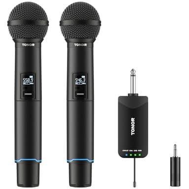 TONOR Rechargeable Wireless Microphones, Metal Bluetooth Handheld Cordless Mic System with Receiver, 2x25 UHF Professional Dynamic Mic for Karaoke, Church, Singing, Wedding, Meeting, DJ, 328ft TW720 - Image 1