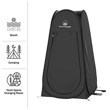 Pop Up Pod - Privacy Shower Tent, Dressing Room, or Portable Toilet Stall with Carry Bag for Camping, Beach, or Tailgate by Wakeman Outdoors (Black) - Image 4