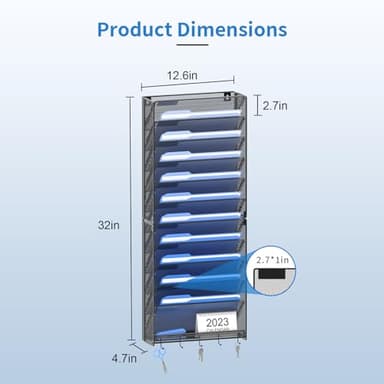 OUTWOLF Hanging Wall File Organizer with Hooks, 12 Tier Vertical Wall Mount File Holder, File Folder Wall Organizer for Office - Image 6