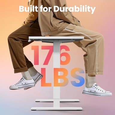 HUANUO 43 x 24 inch Electric Standing Desk Adjustable Height, 4 Memory Height Settings, Sit Stand Up Desk for Home Office & Computer Workstation, White - Image 3