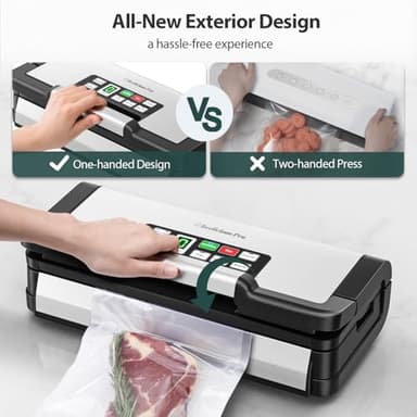 95kPa Vacuum Sealer Machine with AquaLock Technology, for Moist Seals, 2X Seal & 130W, Fully Automatic Food Sealer, Built-In Cutter, Bag Storage & Hose, Precision Sealing, 2 Bag Rolls,Stainless Steel - Image 8
