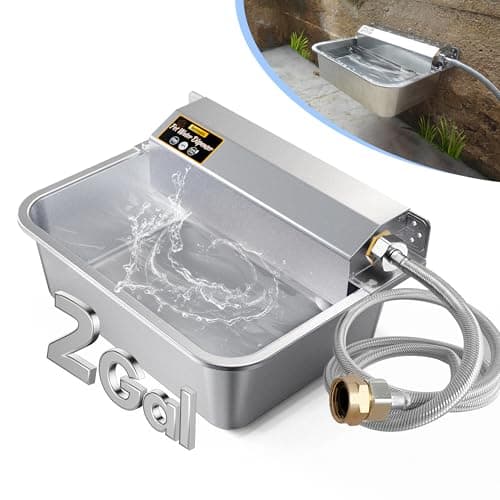 PETIMI Automatic Dog Water Dispenser, 2 Gallons 304 Stainless Steel Dog Water Bowl for Indoor/Outdoor, Large Water Bowl for Pets & Livestock, Anti Tip, Wide Mouth, Water Auto Fill, Fit GHT 3/4" Faucet - Image 1