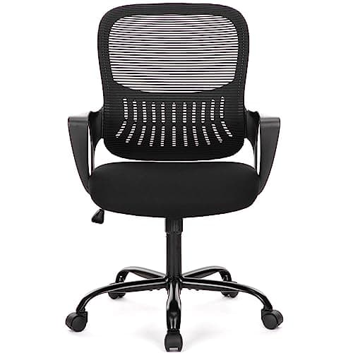 SMUG Office Computer Desk Chair, Ergonomic Mid-Back Mesh Rolling Work Swivel Task Chairs with Wheels, Comfortable Lumbar Support, Comfy Arms for Home, Bedroom, Study, Dorm, Student, Adults - Image 1