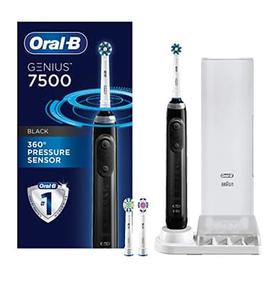 Oral-B 7500 Electric Toothbrush with Replacement Brush Heads and Travel Case, Black - Image 1
