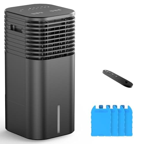 24" Windowless Portable Air Conditioner, 15H Timer & 120°Oscillation, 3-IN-1 Portable AC Unit with Remote, 2-Gal Tank, 3 Modes & 3 Speeds, Ultra-Quiet Ventless Swamp Cooler for Room Home Office, Inky - Image 1