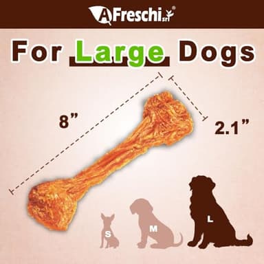 AFreschi Turkey Tendons for Dogs, USA-Sourced, Healthy Dog Treats, Rawhide-Free Puppy Chews, Long Lasting, All Natural, Hypoallergenic Dog Treats for Large Breeds, 2 Count Pack Bone (L) - Image 2