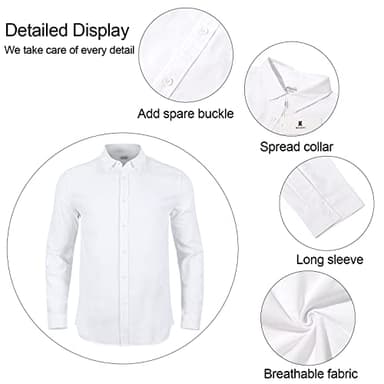 JEKAOYI Mens Casual Long Sleeve Cotton Linen Shirts Buttons Down Solid Plain Roll-Up Sleeve Summer Beach Shirts White - Image 4