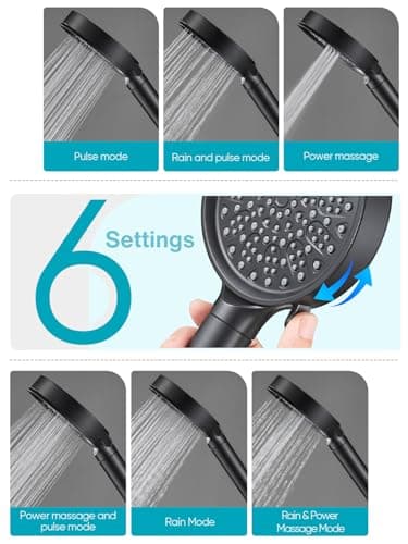 Cobbe Filtered Shower Head with Handheld, High Pressure 6 Spray Mode Showerhead with Filters, Water Softener Filters Beads for Hard Water - Remove Chlorine - Reduces Dry Itchy Skin, Matte Black - Image 6