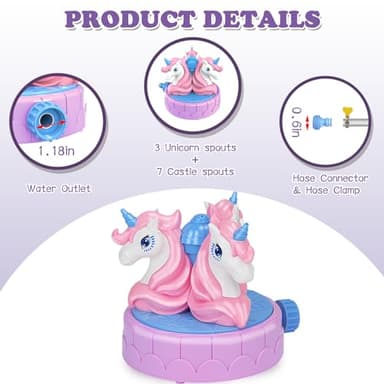 Sprinkler for Kids Outdoor Water Toys: Backyard Spinning Unicorn Toddler Sprinkler Toy - Summer Outside Toys for 18M+ Splashing Fun Toy Ages 3 4 5 6 7 8 Year Old Boys Girls Gifts - Image 4
