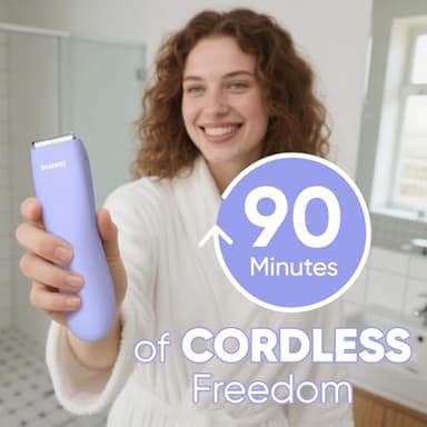 BAREWIZE Bikini Trimmer for Women, Legs & Pubic Hair Trimmer | Waterproof, Type-C Rechargeable, LED Light, Replaceable Blade, Electric Razors for Women, Womens Body Shaver (Lilac Purple) - Image 7