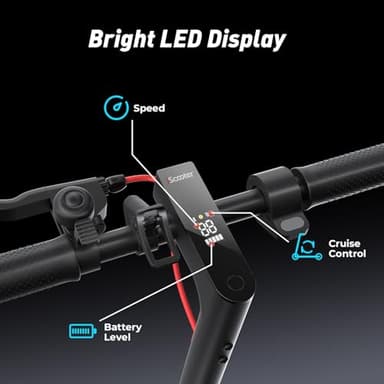 iScooter Electric Scooter 2024, 18Miles Travel Range, 19 Mph Top Speed, Foldable Scooter Electric with 8.5 Inch Solid Tire, Smart APP, Double Braking Systems for Teenage and Adults - Black - Image 6