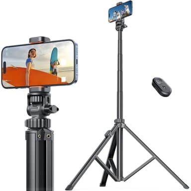71''/180cm Phone Tripod & Selfie Stick, Portable Travel Stand for Video Recording, Travel Tripod for iPhone/Cell Phone with Detachable Remote, Compatible with Smartphones, DSLR - Image 1