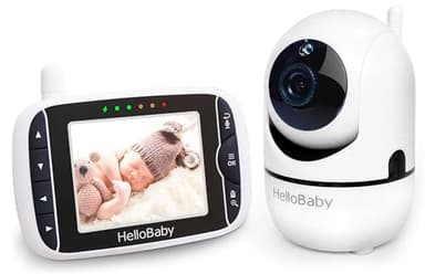 HelloBaby Baby Monitor with Remote Pan-Tilt-Zoom Camera and 3.2'' LCD Screen, Infrared Night Vision (Black) - Image 1