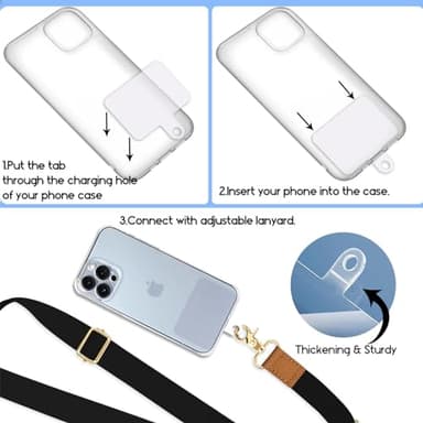 Yonlevres Phone Lanyard Crossbody Wrist Strap, Black Cell Phone Lanyards for around the Neck Wristlet Adjustable Strap for Keys Case ID Badges Accessories - Image 6