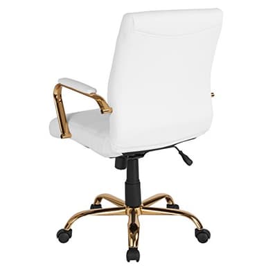 Flash Furniture Whitney Mid-Back Swivel LeatherSoft Desk Chair with Padded Seat and Armrests, Adjustable Height Padded Office Chair, White/Gold - Image 10