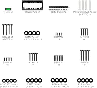 HOME VISION TV Wall Mount Fixed for Most 26-65 Inch Flat/Curved TVs with Max VESA 400X400mm up to 99Lbs Fits 16 Inch Wood Studs, Universal Low Profile Wall Mount TV Bracket, Space Saving HV8401 - Image 8