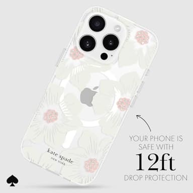kate spade new york iPhone 16 Pro Case - Compatible with MagSafe - Designer Phone Case - Hollyhock Cream Floral - Image 3