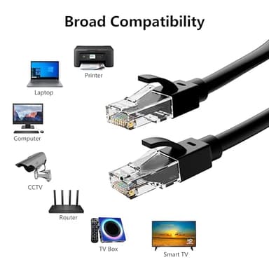 Ethernet Cable 50ft For Cat6/Cat5E, 40Gbps Support Cat8/Cat7, 24AWG Network Cable Indoor&Outdoor, Direct Burial Waterproof & UV Resistant, High Speed Snagless RJ45 LAN Cord -POE/Modem/Router, Black - Image 7