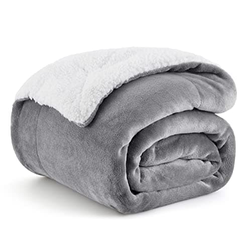 Bedsure GentleSoft Sherpa Fleece Throw Blanket for Couch - Thick and Warm Blanket for Winter, Soft Fuzzy Plush Throw Gift for Women, Grey, 50x60 Inches - Image 1