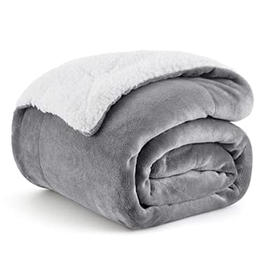 Bedsure GentleSoft Sherpa Fleece Throw Blanket for Couch - Thick and Warm Blanket for Winter, Soft Fuzzy Plush Throw Gift for Women, Grey, 50x60 Inches - Image 1