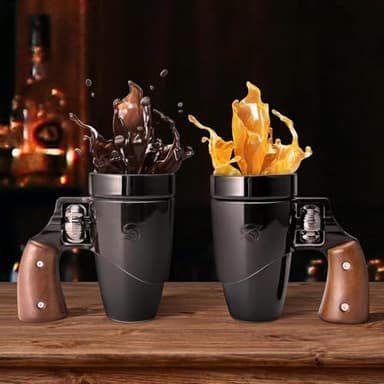 Pukomc Gun mug,Ceramic Coffee Mug,Fathers Day Dad Gifts, Birthday Gifts for Men and Women Revolver Coffee Mug for Cappuccino Latte or Hot Tea (16OZ) (Black) - Image 7